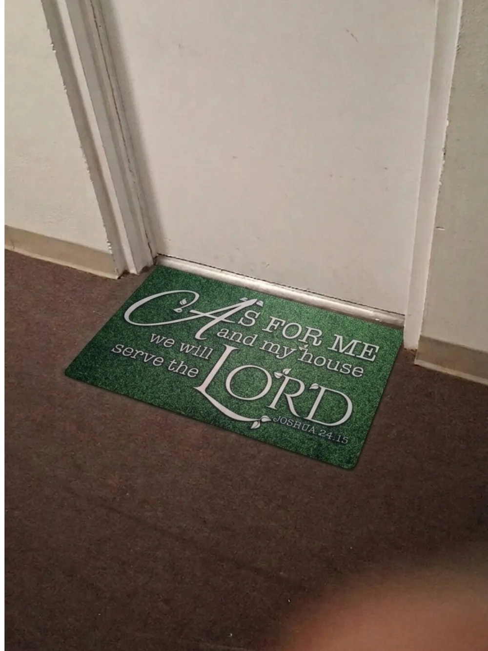 Green 'As For Me and My House' Faith Welcome Mat